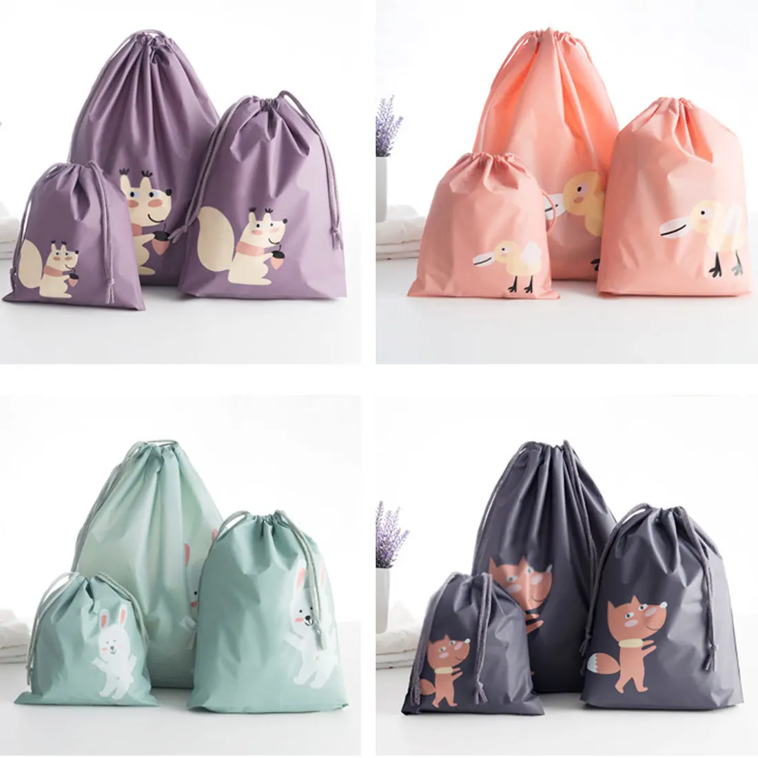 Cartoon Waterproof Travel Shoulders Bag Storage Shoes Bag Drawstring Backpack for Baby Kids Toy Lingerie Makeup Candy Pouch Bags