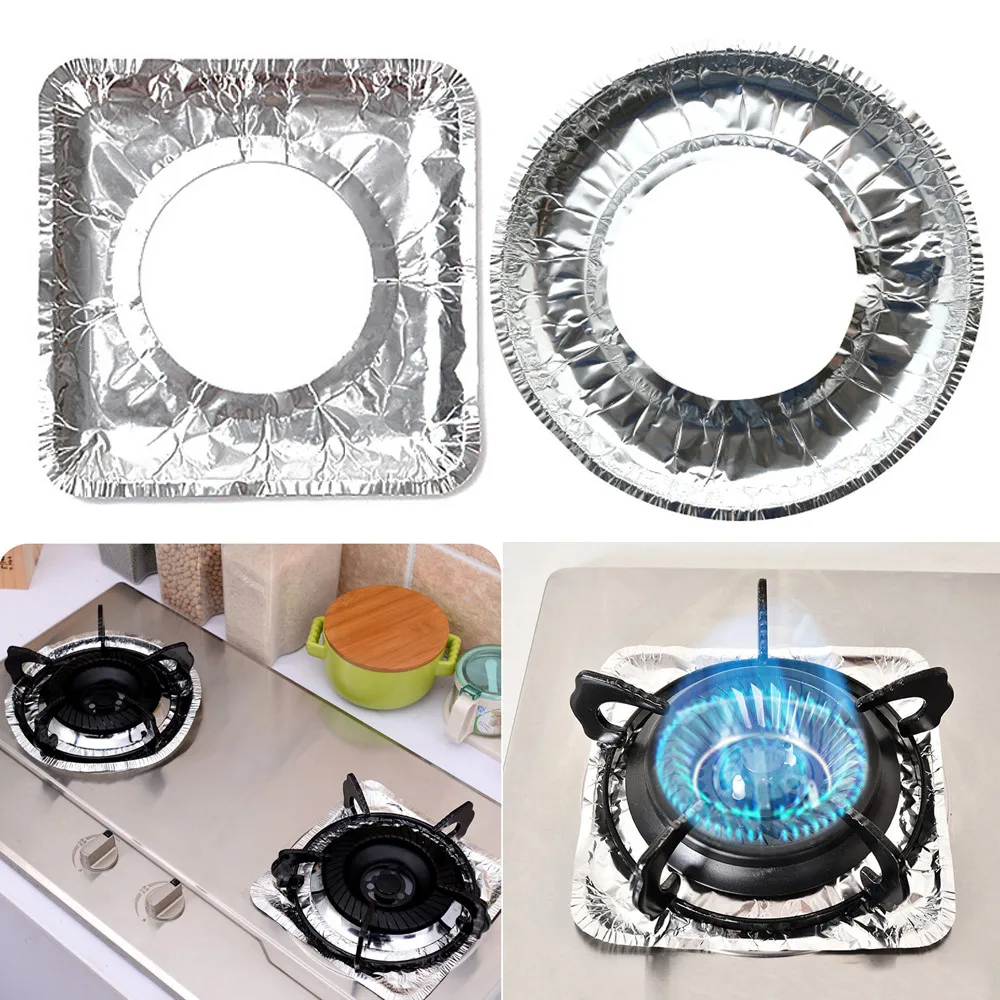 10pcs Gas Stove Aluminium Foil Paper Clean Pad High Temperature
