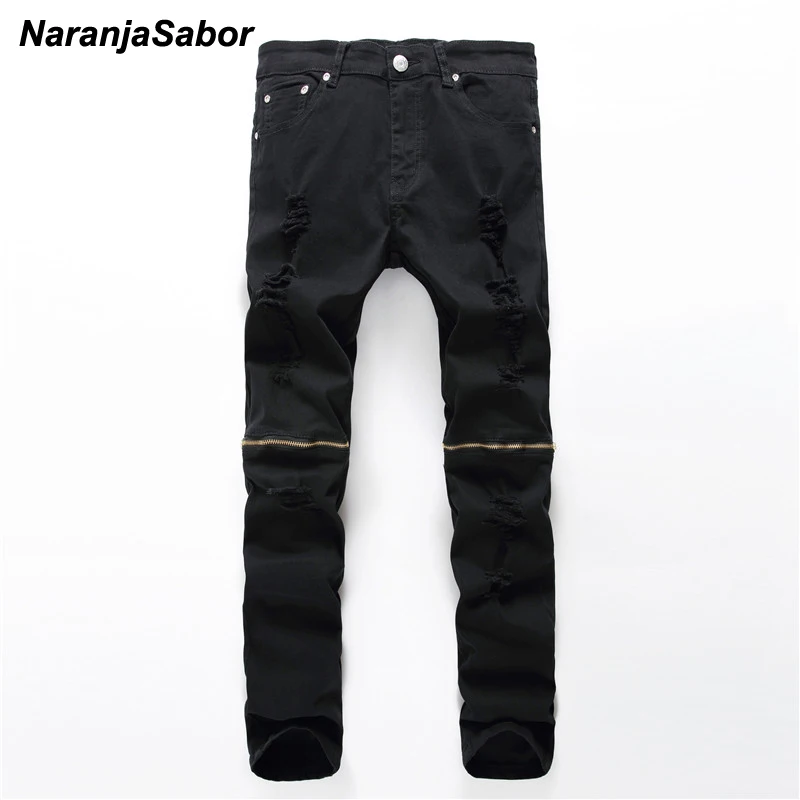 

NaranjaSabor 2017 Men's Casual Straight Denim Trousers Mens' Rippled Jeans Slim Pants Men Skinny Jeans Men's Pencil Pants 40 42