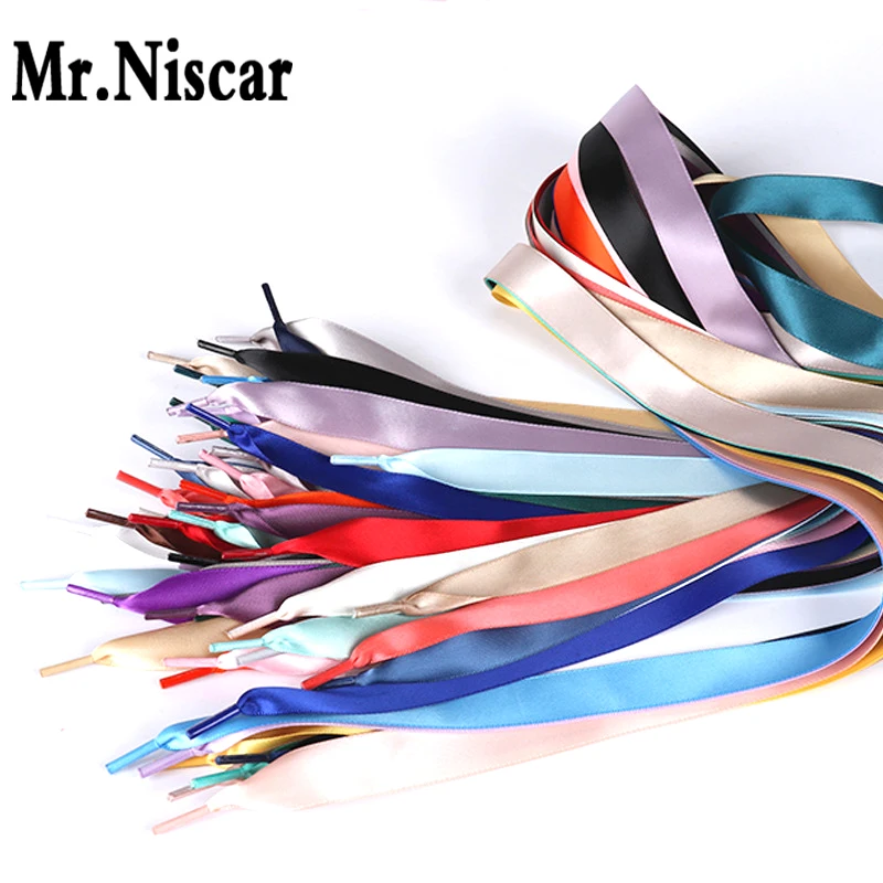 Promo Offer 1Pair Fashion Flat Silk Ribbon Shoelaces Shoe Laces Sneaker