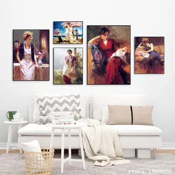 

No frame impression figures flowers woman canvas printings oil painting printed on cotton cafe wall art decoration picture