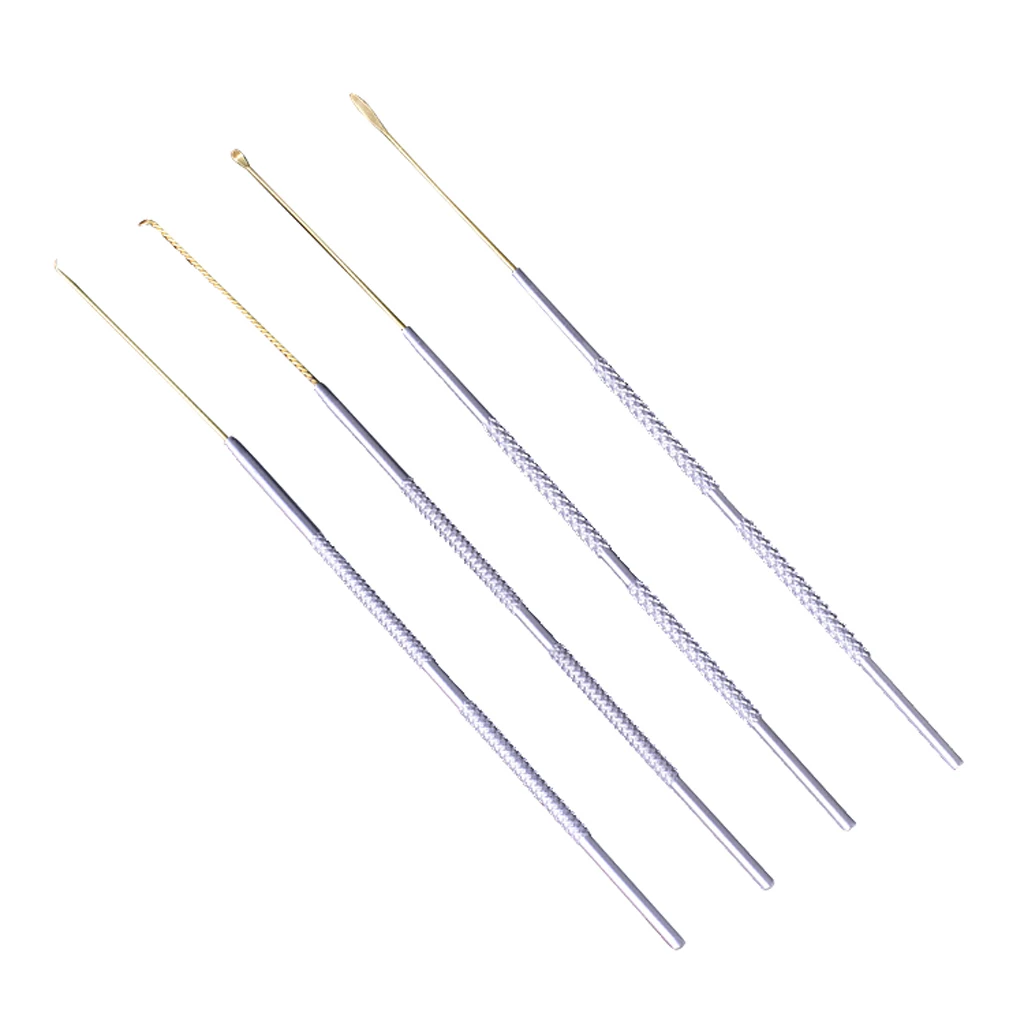 4Pcs Stainless Steel Copper Different Shapes Ear Pick Ear Wax Curette Earwax Removal Set Portable Size For Home And Travel Use 6