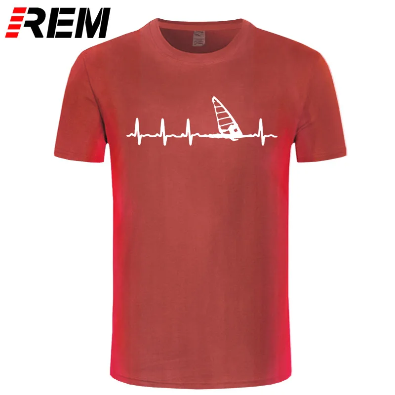 REM футболки модные летние новые мужские хлопковые футболки Виндсерфинг сердцебиение t Stylisches T-Shirt3D Футболка с принтом - Цвет: red white