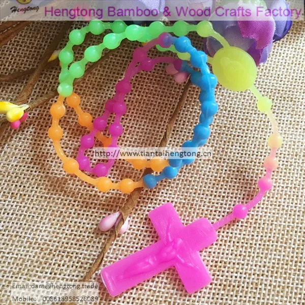 

5pcs/pack rainbow color silicone rosary mini religious necklace for children