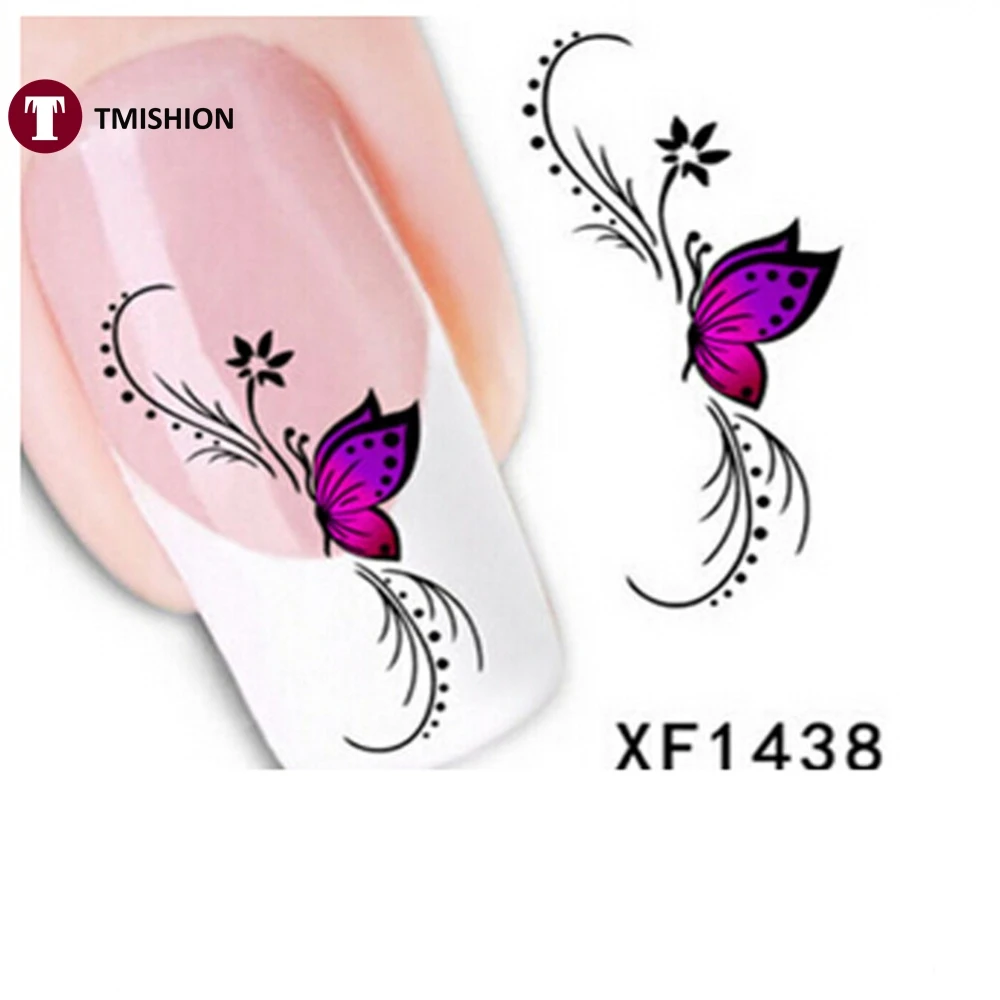 2016 hot 1 Sheet Flowers Buterfly Water Transfer Sticker 
