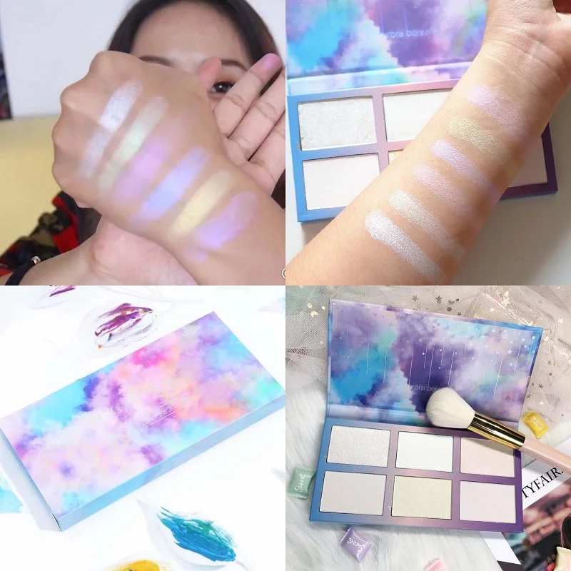 

6 ColorsMakeup Palette Shimmer Highlighter Palette Contouring Makeup Highlight Face Glow Bronzer Highlighter Brighten Skin Frost