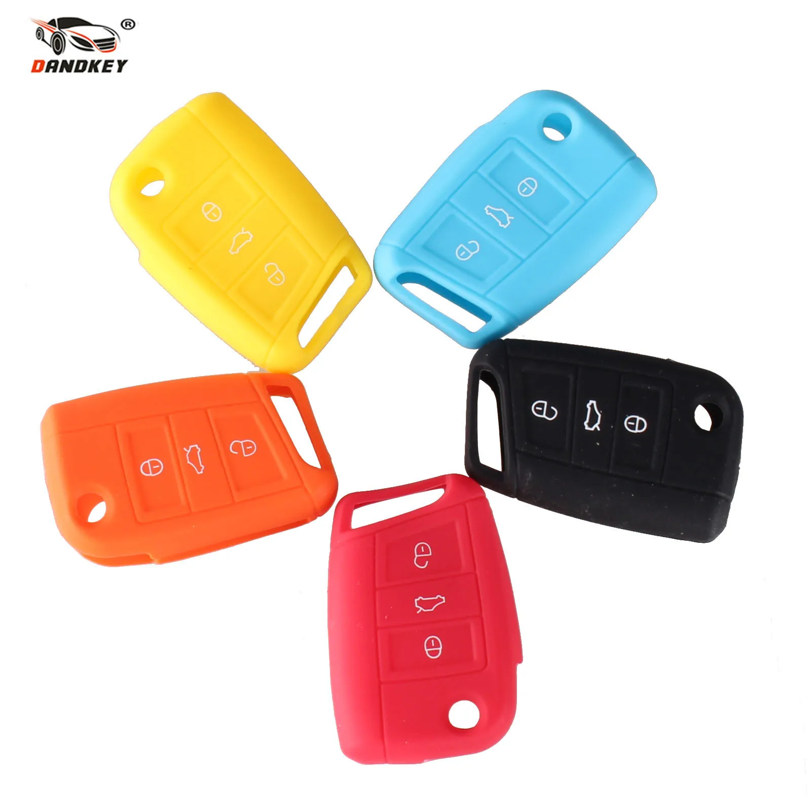DANDKEY 3 кнопки силиконовый чехол для ключей от машины VW Polo Golf 7 Tiguan Skoda Octavia Kodiaq Karoq SEAT
