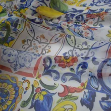 Синяя и белая фарфоровая Цифровая роспись шифоновая ткань для платья telas por metro tissu tissus bazin riche getzner Шитье