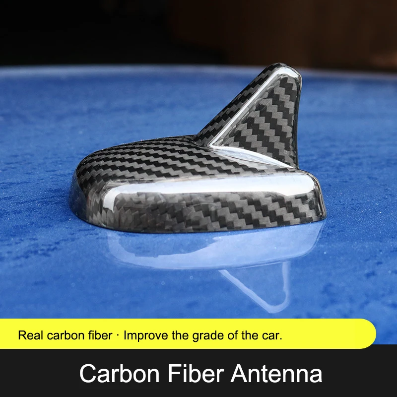 

QHCP Shark Fin Antenna Decoration Carbon Fiber Material Car Roof Accessory For Ford Mustang 2015 2016 2017 2018 2019 Car Styling