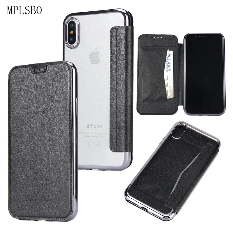 

MPLSBO PU Leather + Silicone Flip Case For iPhone 7 7Plus 6 6S 6Plus 5 5S 5E Case Card Slot Case For iPhone 6S 8Plus X Cover