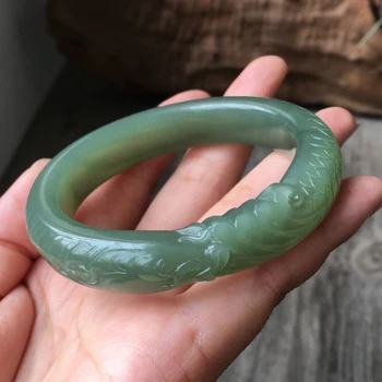 

h38#Hetian jade jade fish bracelet bracelet Qinghai material thin jade bracelet