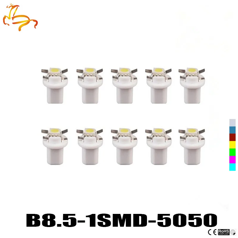 

10 pcs/lot b8.5 5050 Led 1 SMD T5 LED Lampe De Voiture Tableau de Bord instrument Lumire Ampoule 12 v bleu rouge vert blanc
