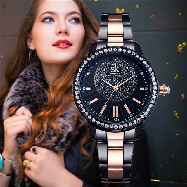 

Shengke Luxury Brand Watch Women Gold Ladies Quartz Watches Reloj Mujer 2019 SK Waterproof Women's Wristwatch Montre Femme Clock