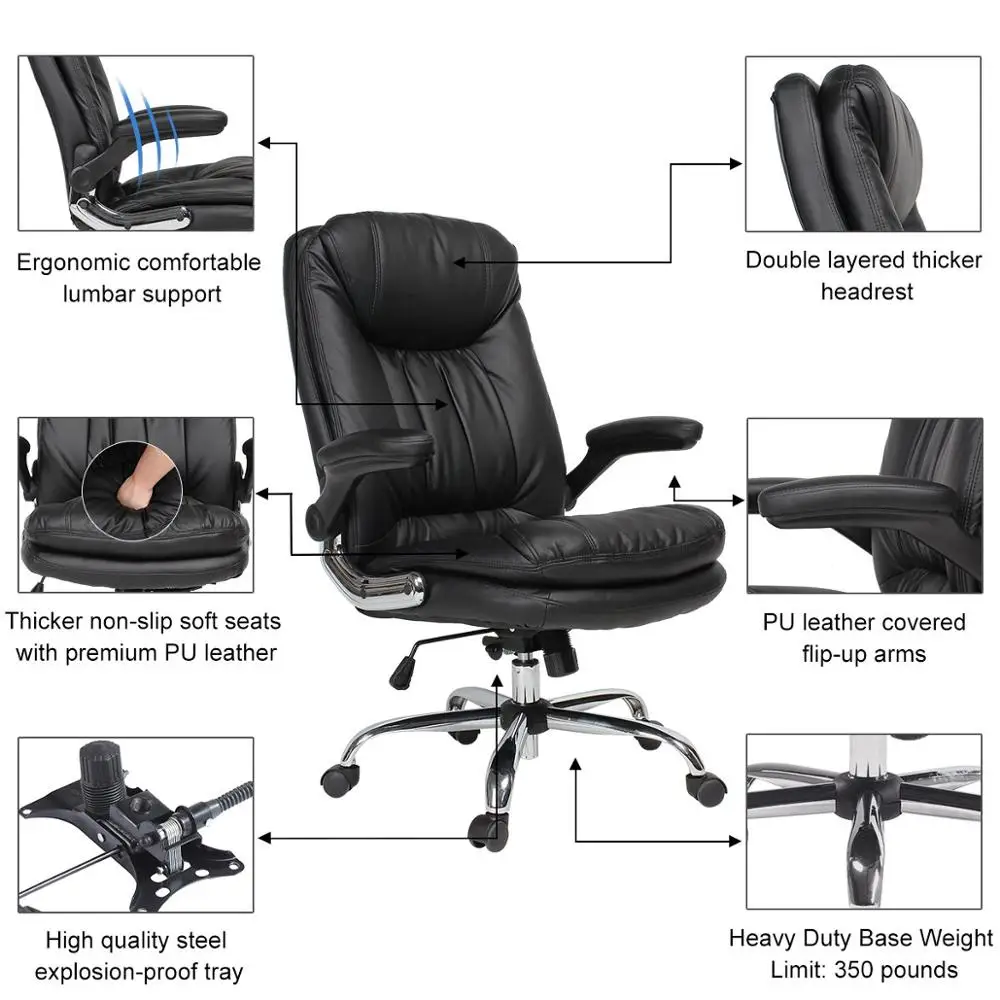 Seatingplus Comfortable Executive Office Chair Backrest  Leather Chair Lift Business Seat Can Be Raised and Lowered Rotatable
