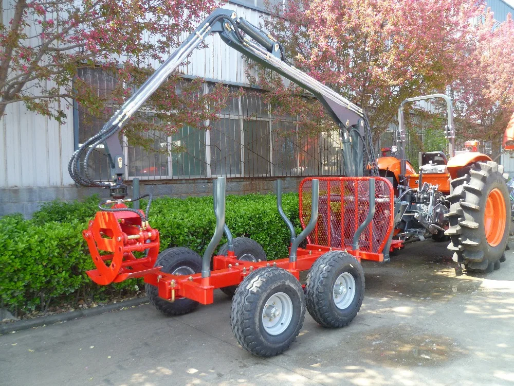 Factory Price!! Hydraulic Control log trailer with crane for tractor
