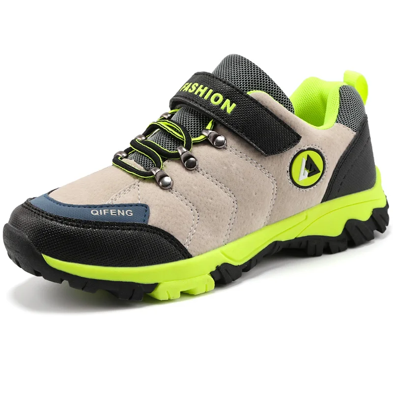 

High Quality Thick Sole Non-slip Outdoor Kids Sneakers Footwear Boys Hiking Shoes Children Camping Mountain Shoes Walking Sports