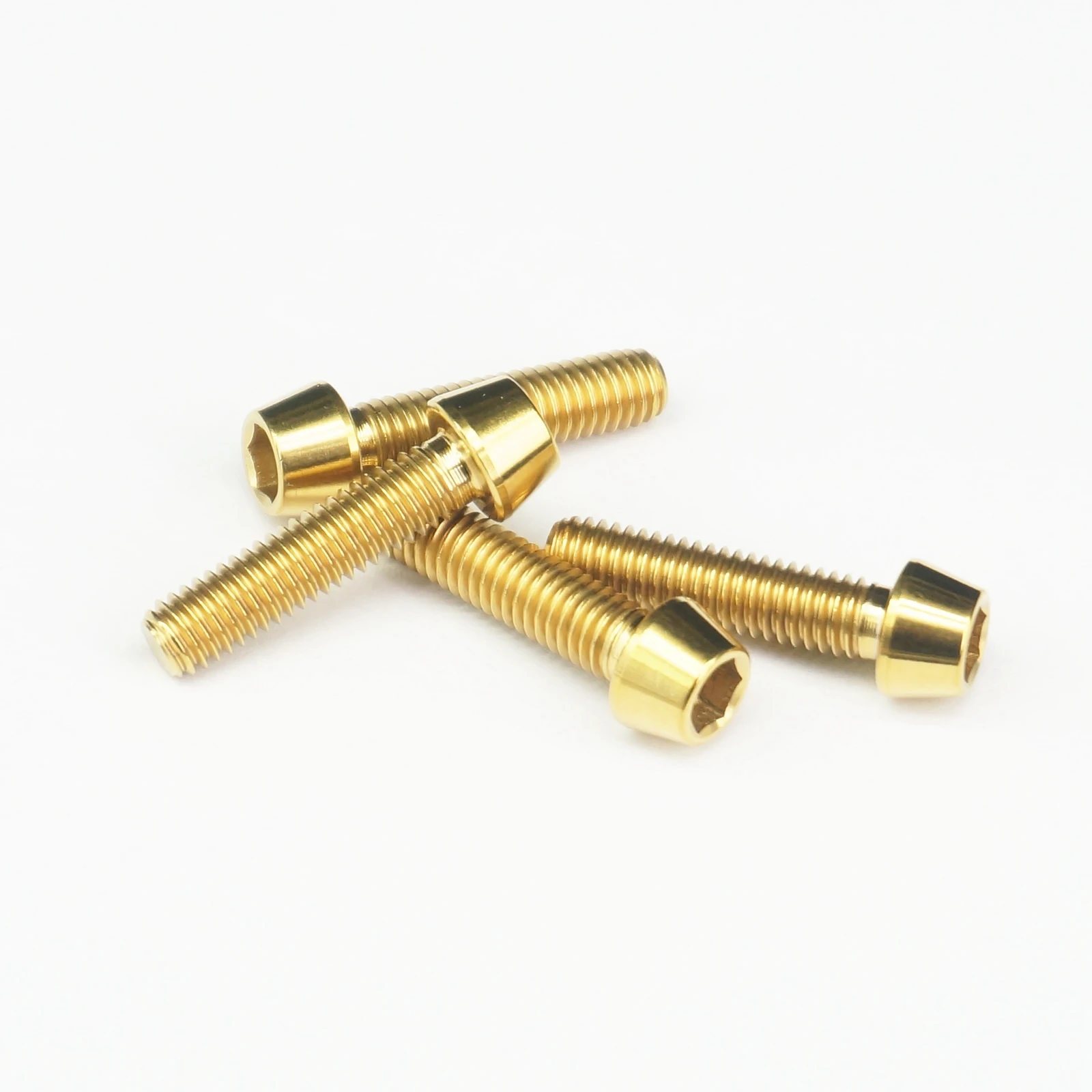 LOT 4 M5 x 25mm Golden TC4 GR5 Titanium Alloy Allen Hex Screw Taper