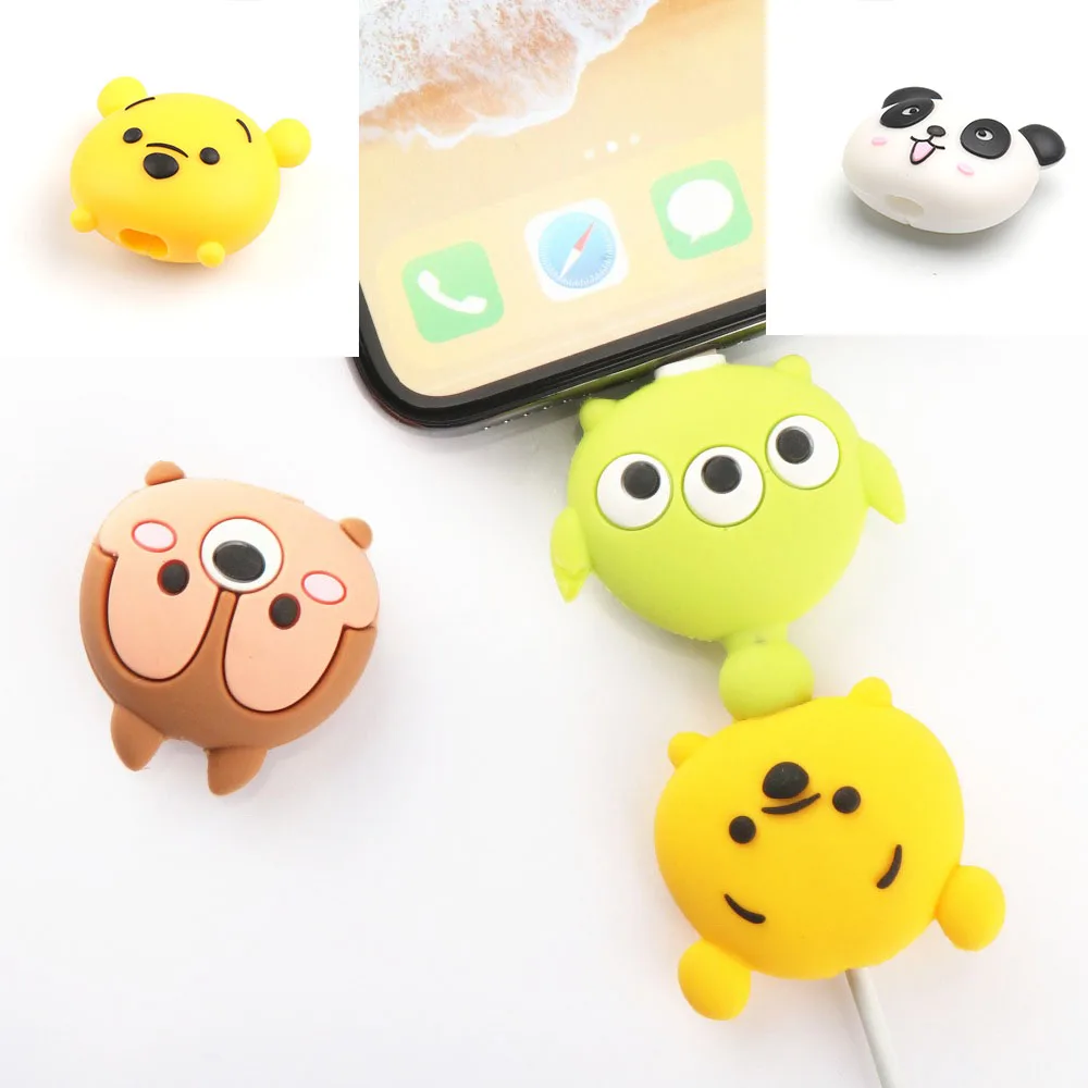 100Pcs Cartoon animel cable protector for iphone USB cable chompers holder charger wire organizer phone accessories dropshipping