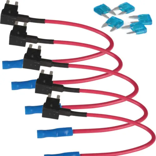 

5PCS Mini ATM Fuse ACS Tap Dual Circuit Adapter Holder &15A Blue Blade Fuse