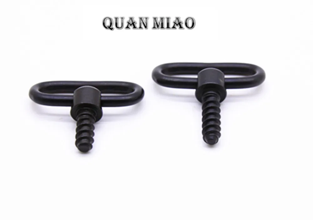 

2PCS Guns Swivels Accessories Black Rifle Gun Sling Mounting Set Steel 1.25" Swivels & Screw Stud Base + Washers Kit Hunting