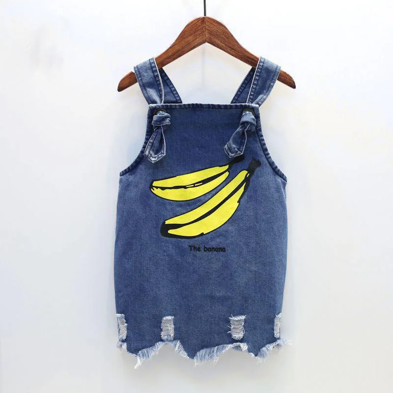 

2018 New Cute Banana Baby Girls Toddler Denim Jeans Overalls Sleeveless Dress Clothes 2 3 4 5 6 Years