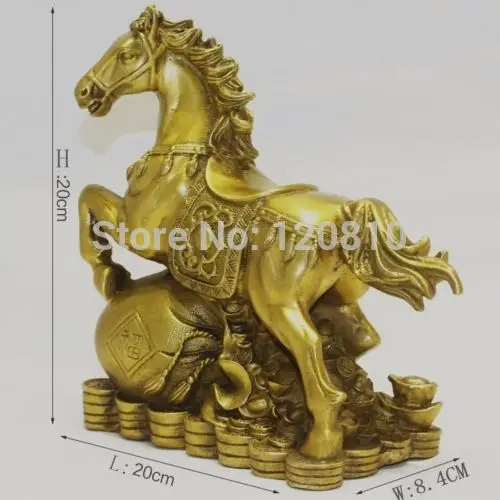 

folk Fengshui Copper Brass Wealth Money Rich Zodiac Year Horse Statue