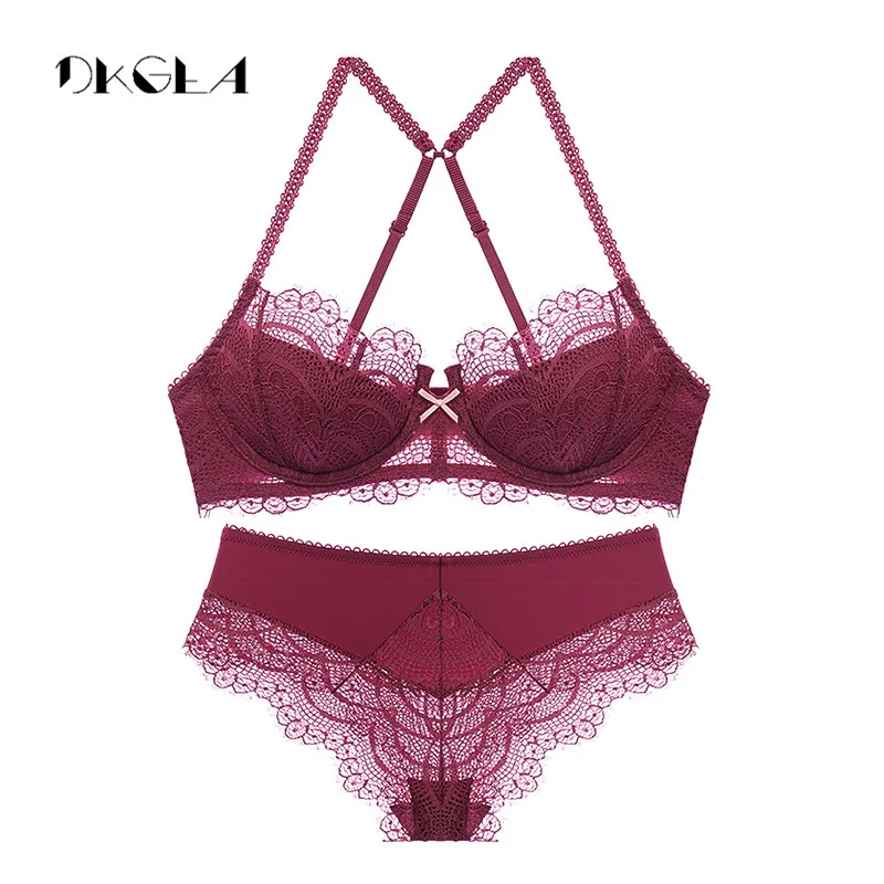 Комплект женского кружевного нижнего белья с чашкой пуш ап 1/2|bra and panty|bra panty setbra set |
