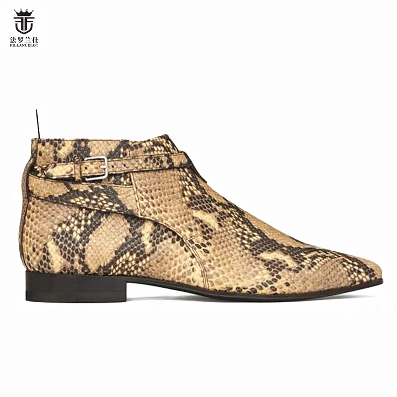 2018 FR.LANCELOT new arrival snakeskin print booties genuine leather chelsea boots print ankle boots men fashion autumn boots 2018 FR.LANCELOT new arrival snakeskin print booties genuine leather chelsea boots print ankle boots men fashion autumn boots