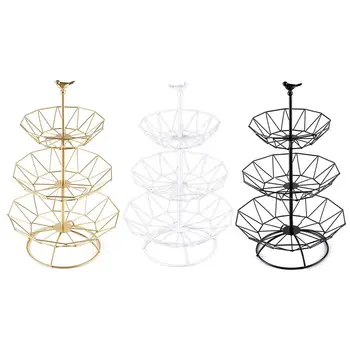

3-Layer Fruit Storage Basket Geometrical Shape Food Tray Party Wedding Serve Tray Household Fruit Nuts Snacks Dessert Plate