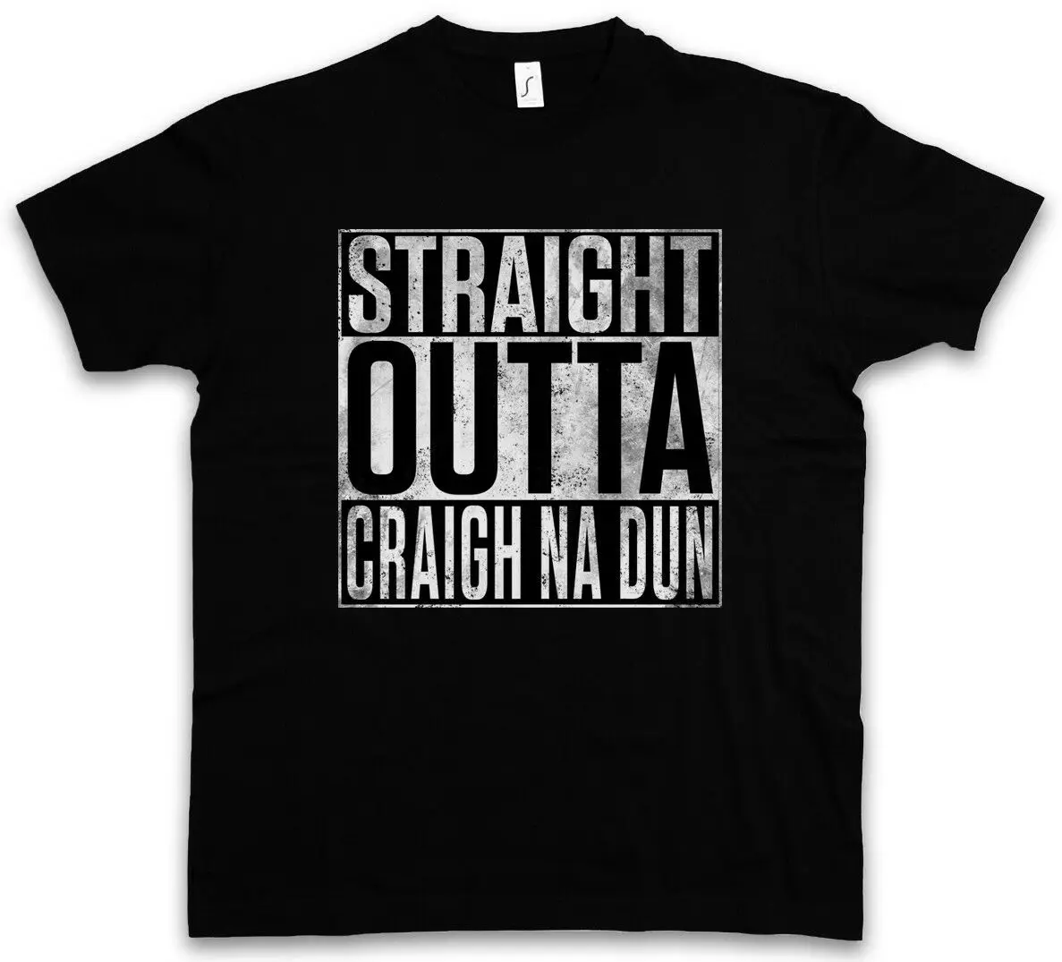 

STRAIGHT OUTTA CRAIGH NA DUN T-SHIRT Fun Outlander Scots Rocks Jamie Claire
