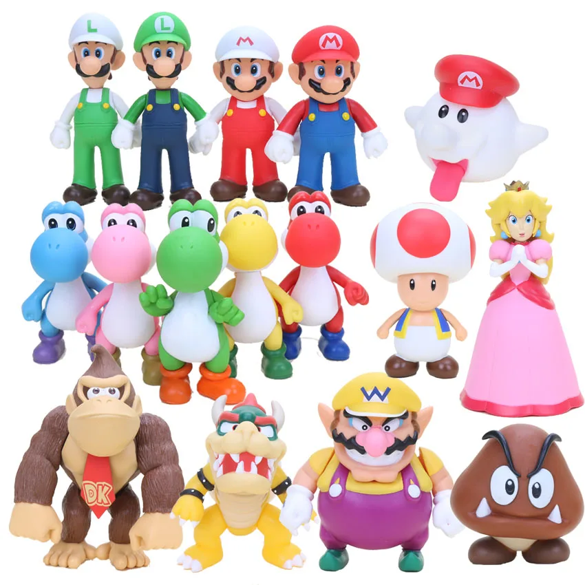 

8cm Super Mario Bros Boo Ghost Yoshi Luigi Peach PVC Action Figures Figurines Collectibles Dolls Kids Toys For Boys Girls