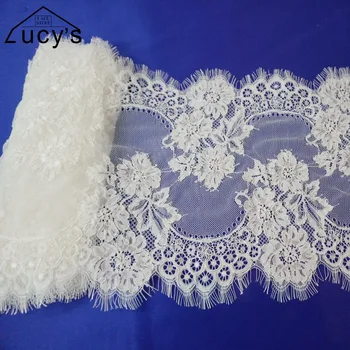 

1 Piece/3 meters Corded lace trim for bride gowns Light ivory!Flowers lace trimming border lace with handmade cording