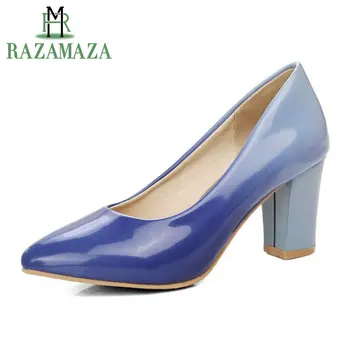 

ZALAVOR Ladies High Heel Shoes Women Pumps Thick High Heels Pointed Toe Shoes Fashion Women's Mixed Color Footwear Size 32-43