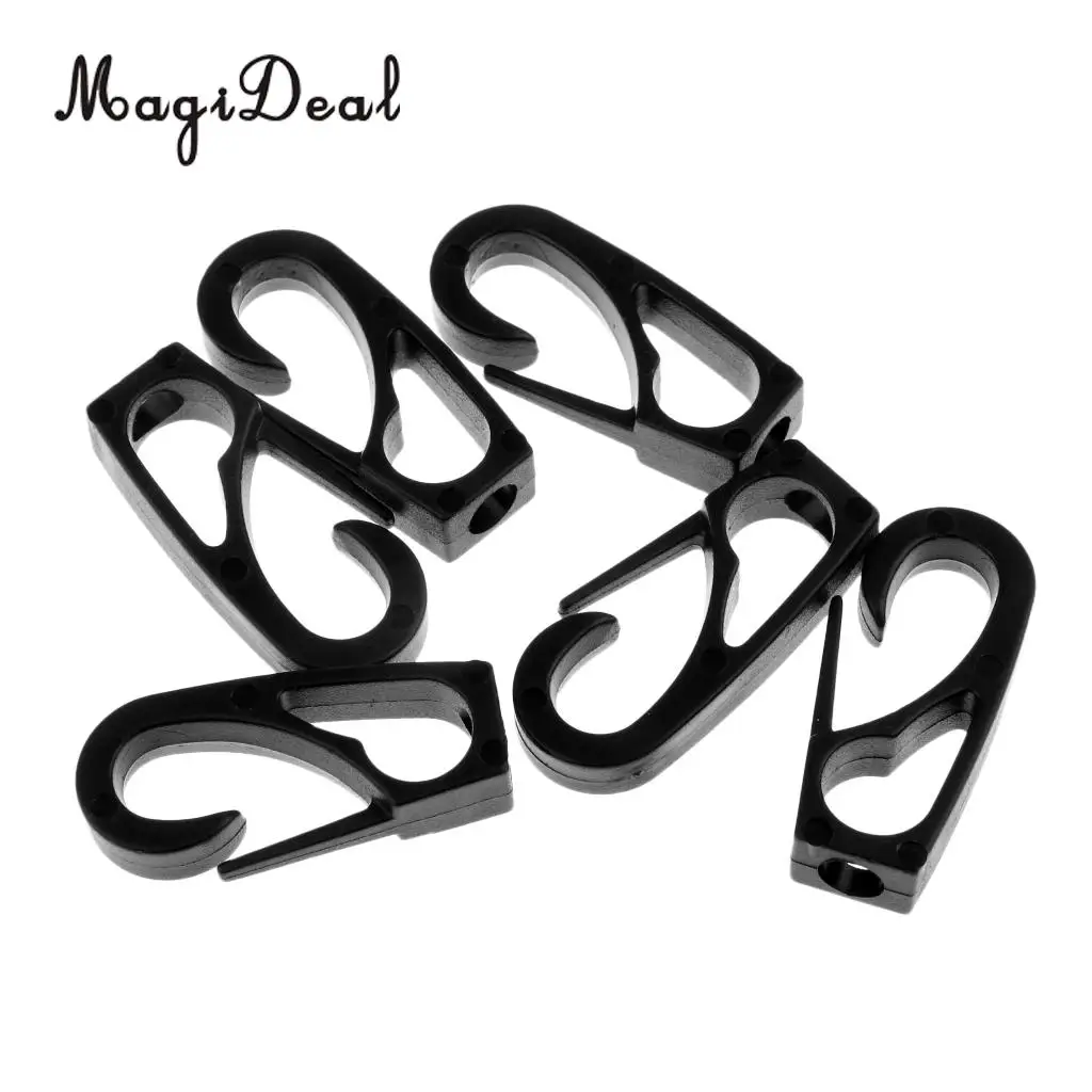 MagiDeal Universal 6Pcs/Lot 6mm Kayak Canoe Nylon Shock Cord Bungee Rope Clip Hook for Rowing Boat Paddle Board Accessory Black