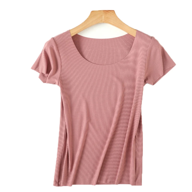 

Women t-shirt Slim fit thread tshirt Polyester summer 2019 camiseta mujer Solid color t shirt Leisure New arrive fashion brand