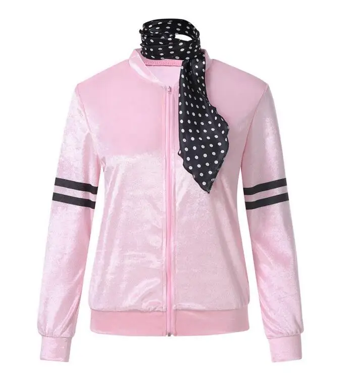 

Retro Style Ladies JACKET Grease Pink Lady Ladies Jacket 50s Rock N Roll jacket VELVET JACKET WITH SCARF