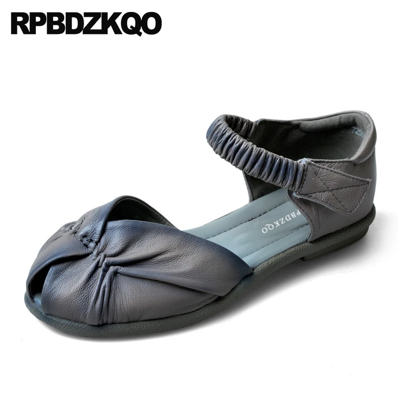 

size 44 ladies chinese summer ankle strap flats cheap shoes china round toe gray women large 2018 sandals breathable designer