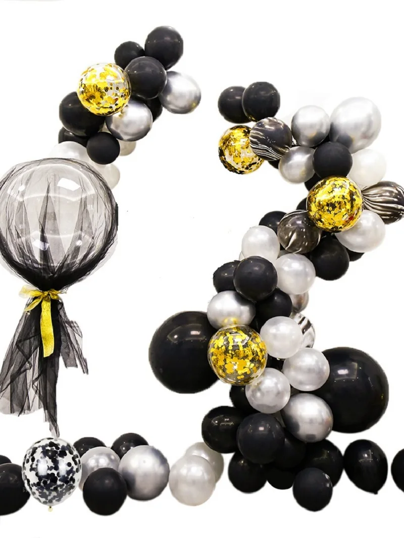 

Black And Peral White Balloon Garland chrome Silver Black Arch Banner 18th Pink Balloon Garland Dark Blue Balloon Arch Kit