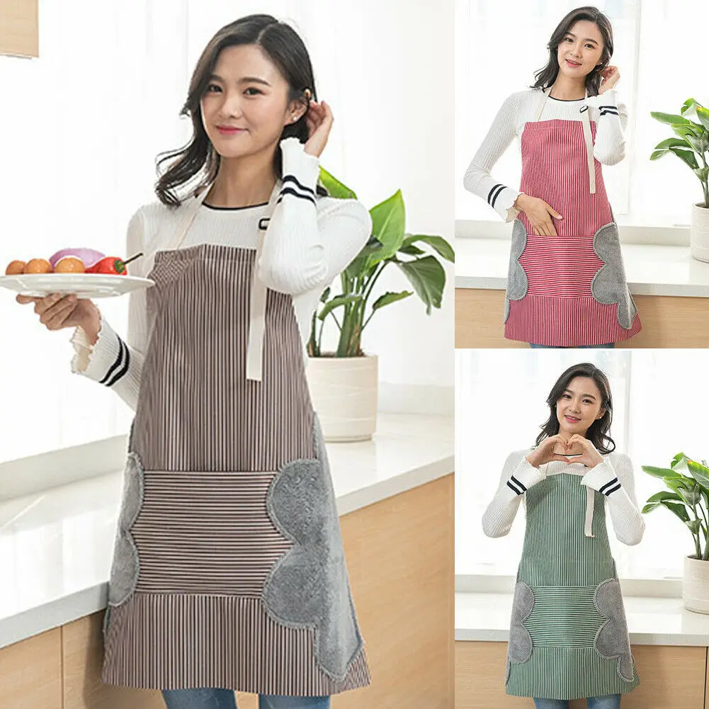 

2019 Newest Hot Unisex Striped With Absorbent Side Waterproof Long Apron Kitchen Restaurant Cooking Bib Adjustable Bib Apron
