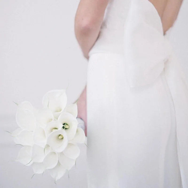 

2PC artificial flower wedding decoration bridal bouquet calla lily with leaf fake flower for family party decoration