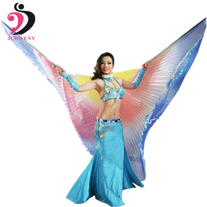Крылья для танца живота, палочки, сумка для детей, девочек, взрослых, Одежда для танцев, костюм Isis, цветные крылья бабочки, Восточный дизайн, Радужный цвет