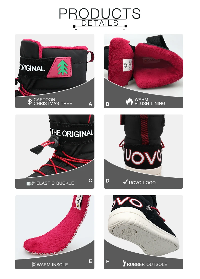 Winter Snow Boots Kids 2020 UOVO New Arrival Fashion Children Warm Boots Boys and Girls Shoes With Plush Lining #29-37