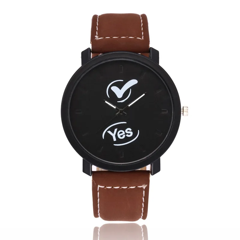 New Fashion Couples Watch YES NO Leather Quartz Watch Men Women Casual Dress Sport Wrist Watches 4