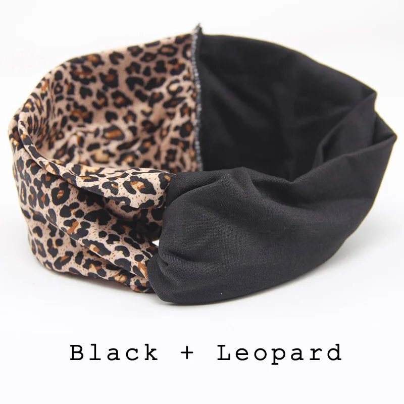 Твист Тюрбан повязка на голову для женщин аксессуары для волос Стрейчевые заколки для девочек головные уборы спортивные повязки Повязка На Голову Бандана - Цвет: Black Leopard