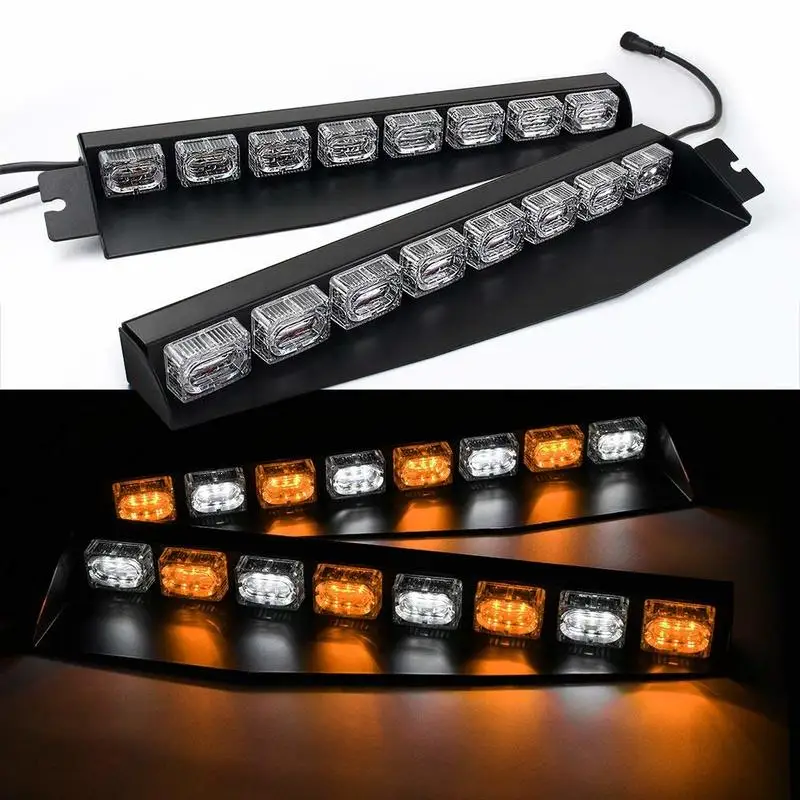 

Mansuo Amber/White LED Lightbar Visor Light Windshield Emergency Hazard Warning Strobe Beacon Split Mount Deck Dash Lamp