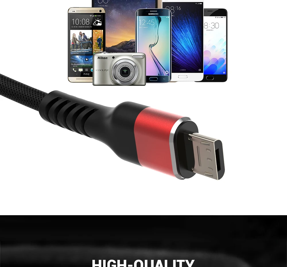 QGeeM Micro USB кабель 2.4A нейлон Быстрая зарядка USB кабель для передачи данных для samsung Xiaomi LG планшет Android мобильный телефон usb кабель для зарядки