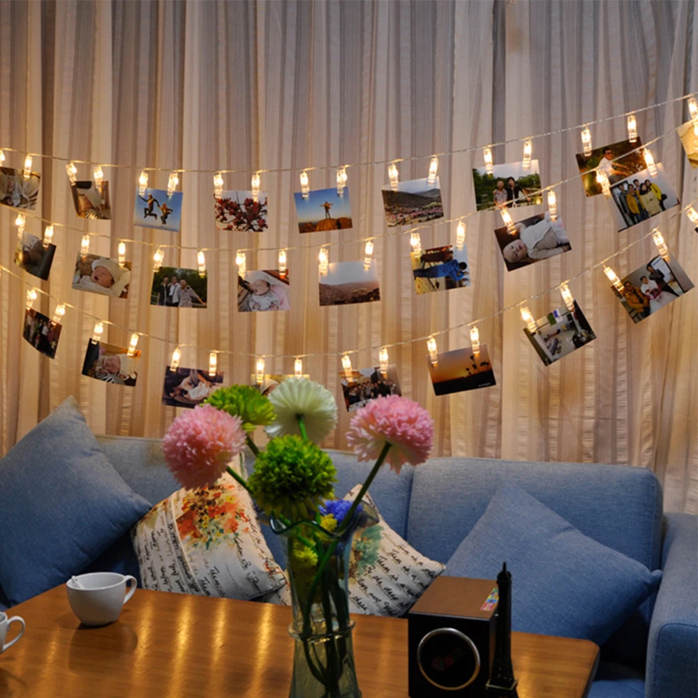 Clip LED Photo Wall String Colorful Flash Light Bedroom Decorationin