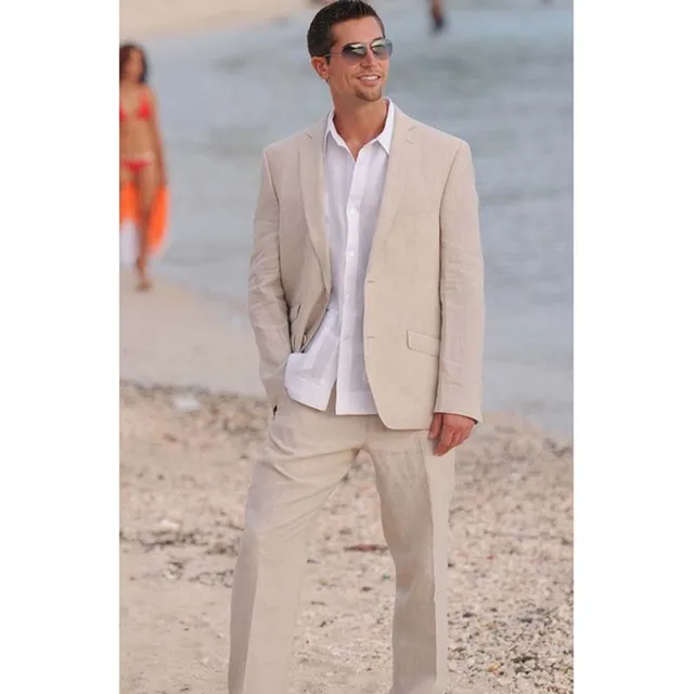 Summer Champagne Linen Mens Suits 2017 2 Ons Beach Wedding Prom Summer Champagne Linen Mens Suits 2017 2 Ons Beach Wedding Prom Tuxedos Groom Wear Latest Blazer