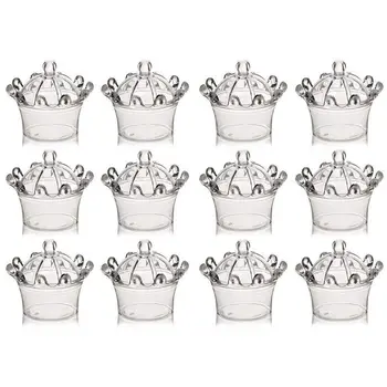 

12 PCS Candy Boxes, Plastic Mini Dome with Crown Design Party Decoration Clear Plastic Crown Fillable Party Favor Box for Cand