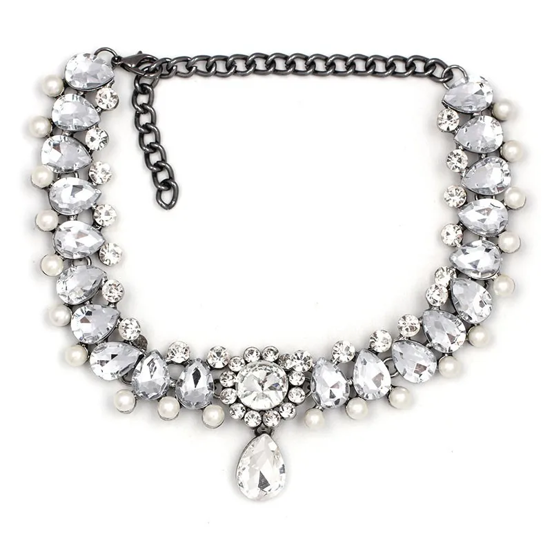 3 цвета, модное уникальное Хрустальное минималистичное колье-чокер, ожерелье с подвеской, изысканное массивное ювелирное изделие - Окраска металла: white